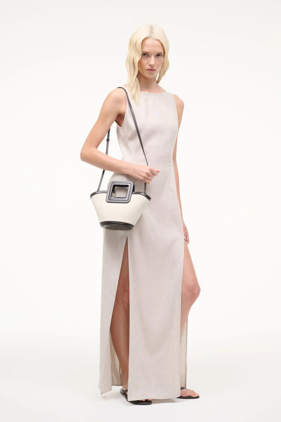 staud shirley mini bucket bag natural espresso