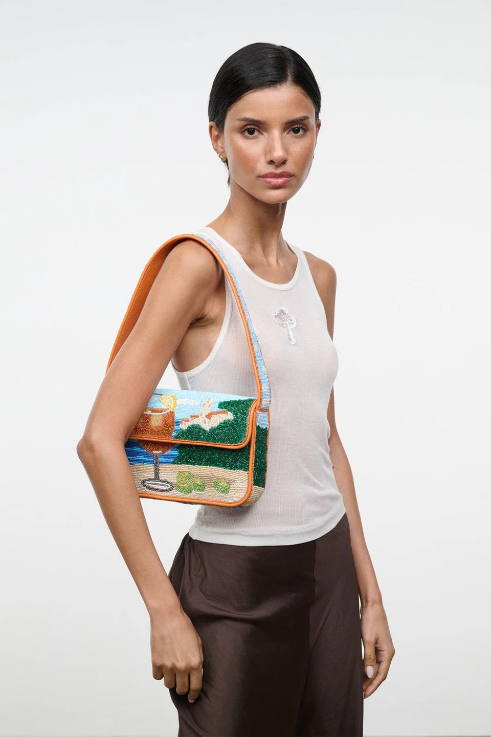 staud tommy beaded bag sunset spritz
