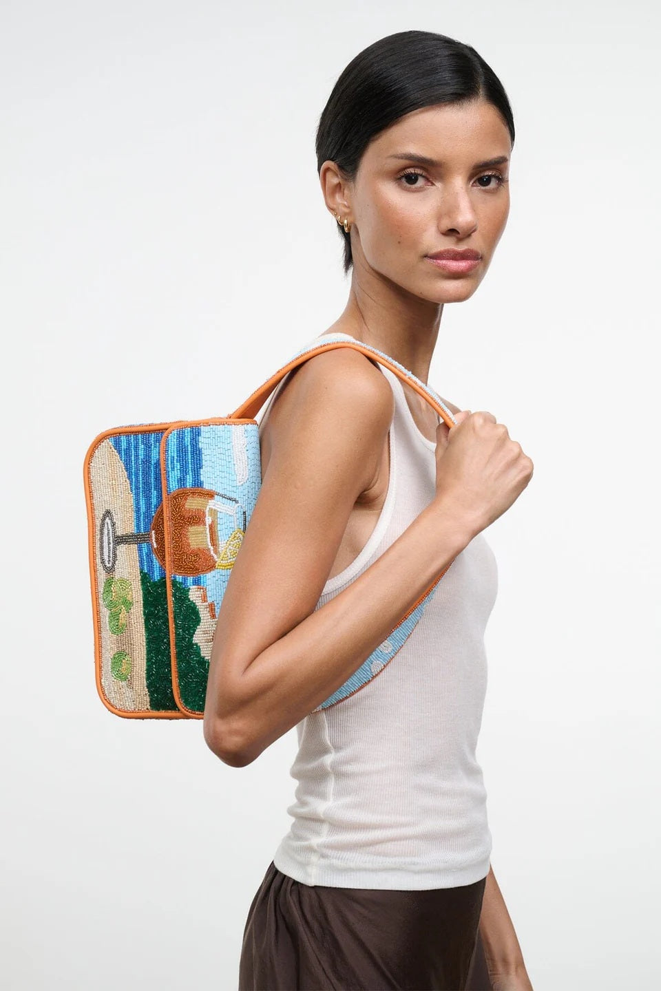 staud tommy beaded bag sunset spritz