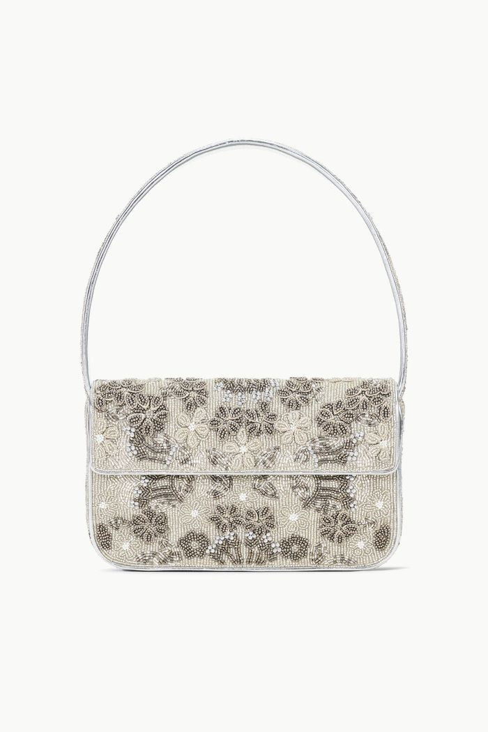 staud tommy beaded bag silver garden party 