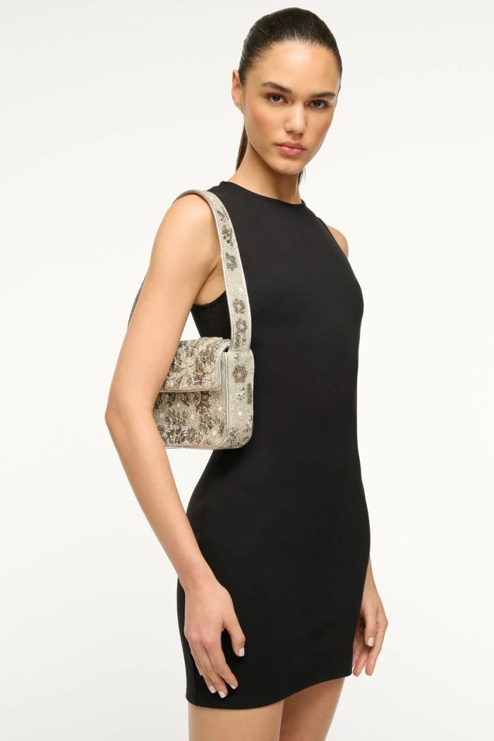 staud tommy beaded bag silver garden party