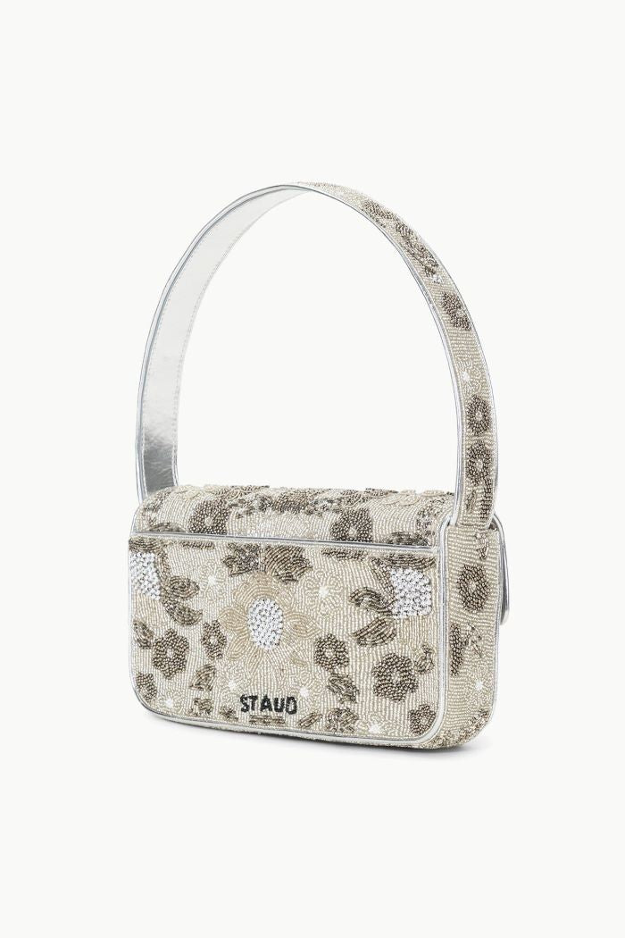 staud tommy beaded bag silver garden party