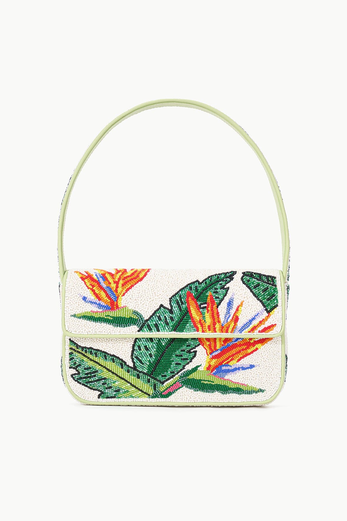 staud tommy beaded bag birds of paradise