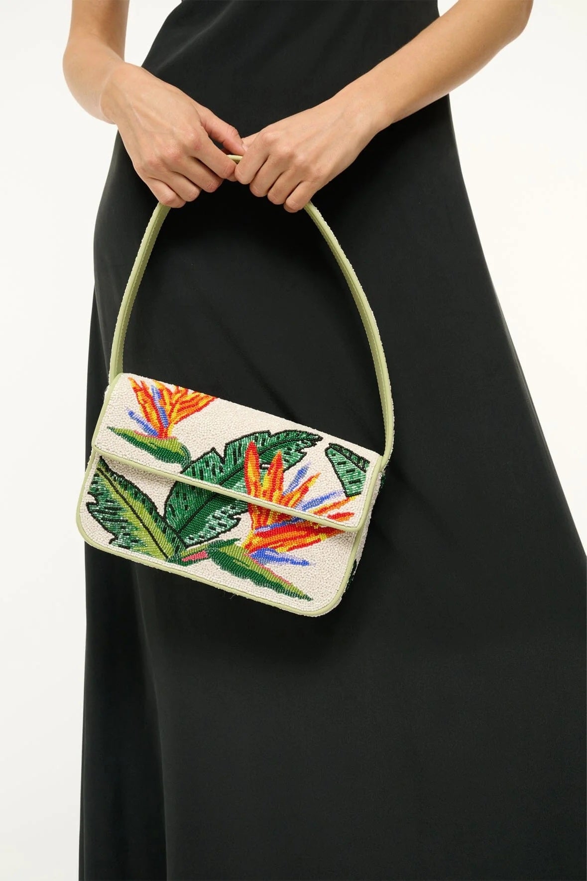 staud tommy beaded bag birds of paradise