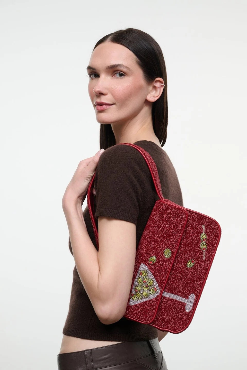 staud tommy beaded bag extra dirty