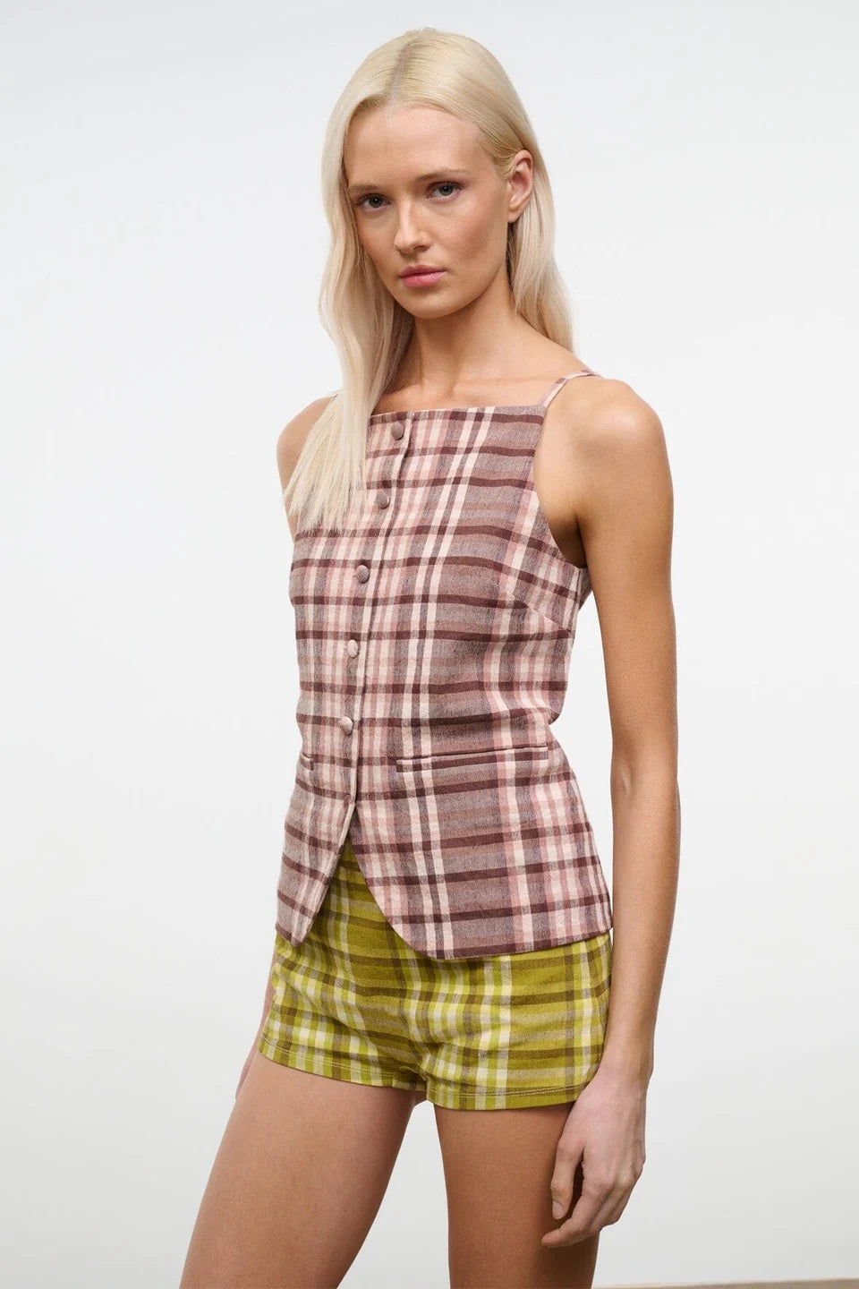 staud una top tuscany plaid