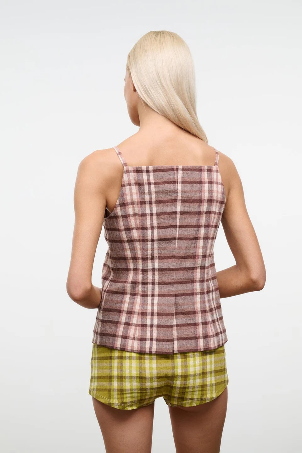 staud una top tuscany plaid