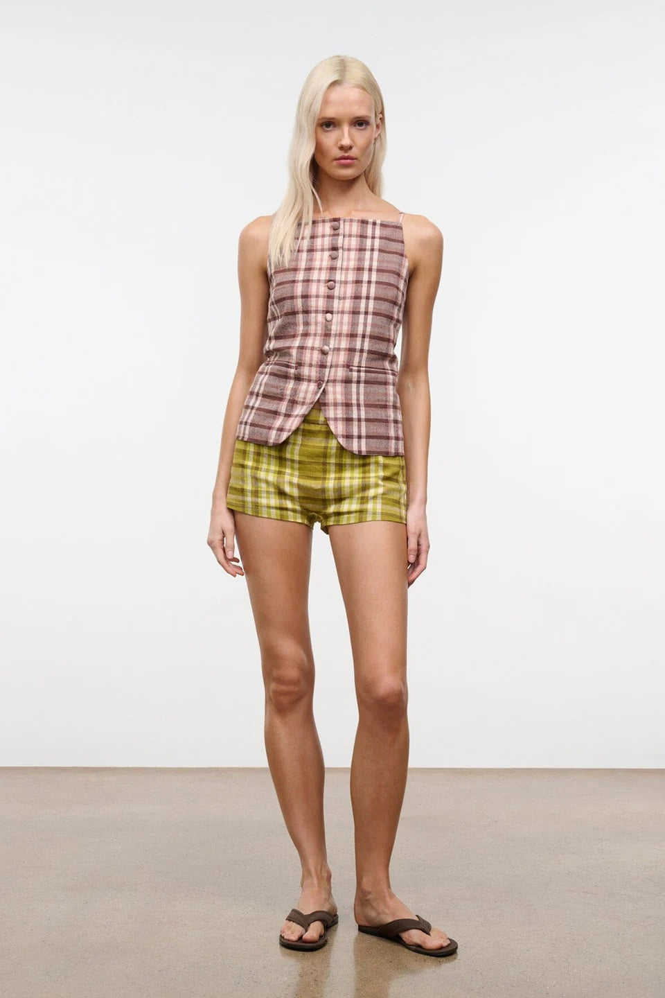 staud una top tuscany plaid