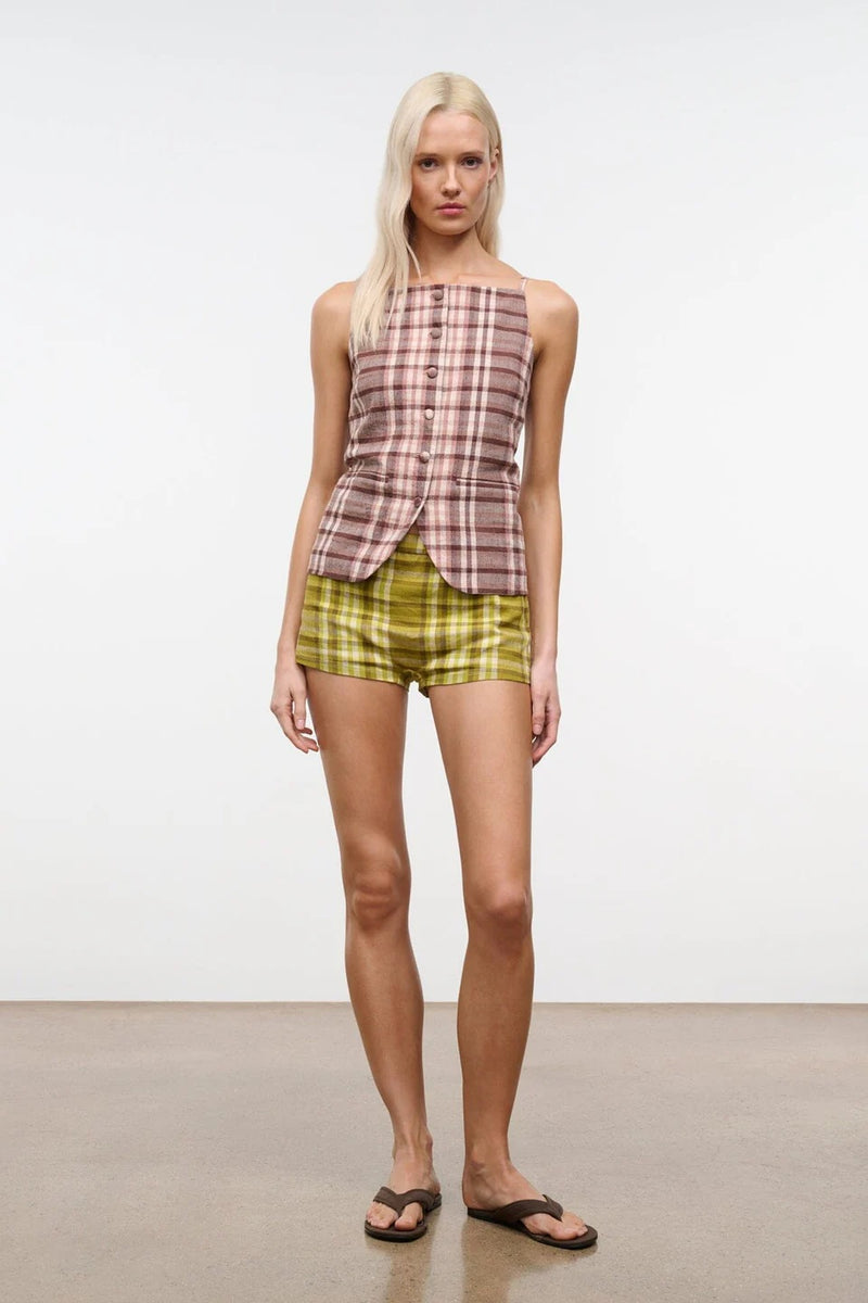 staud una top tuscany plaid