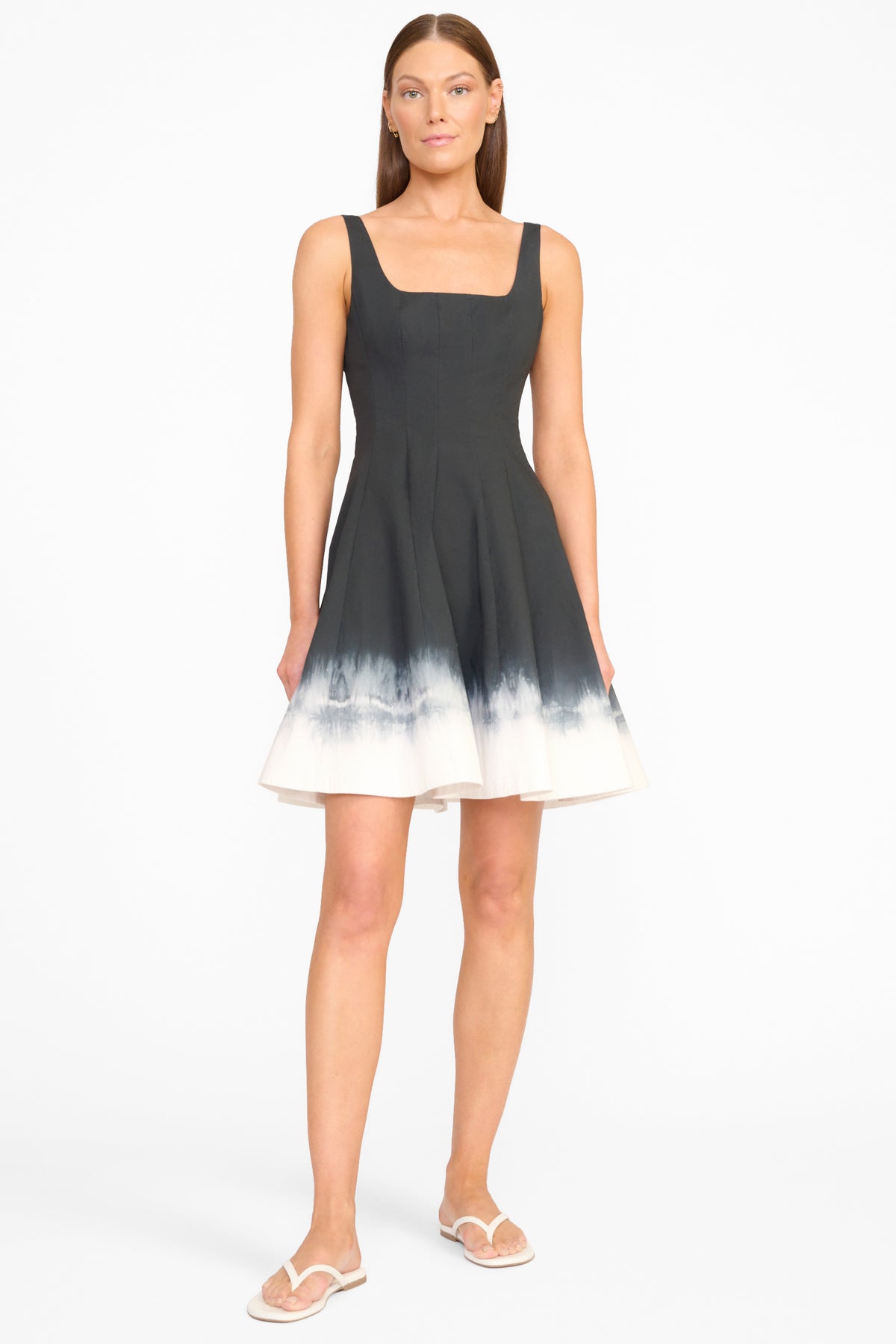 staud mini wells dress onyx tie dye