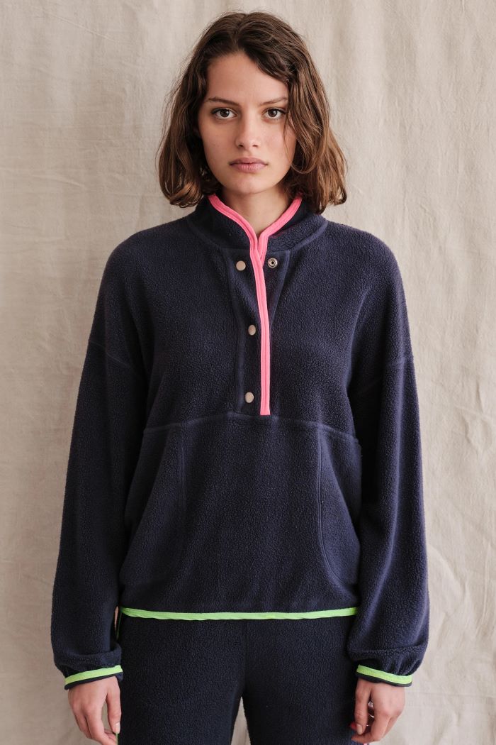 sundry faux sherpa 90s sweatshirt navy