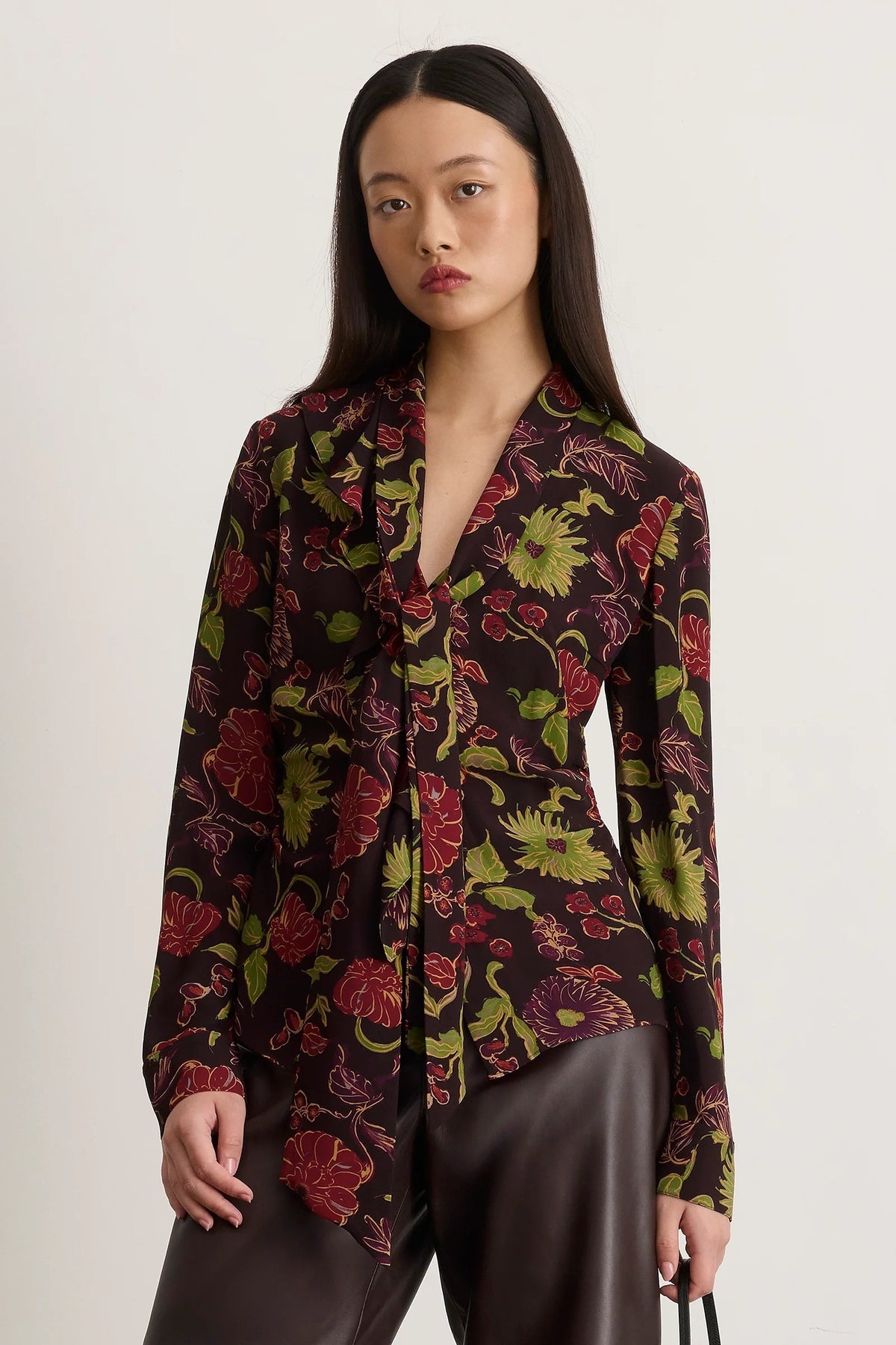 tanya taylor amelia top dark fig multi