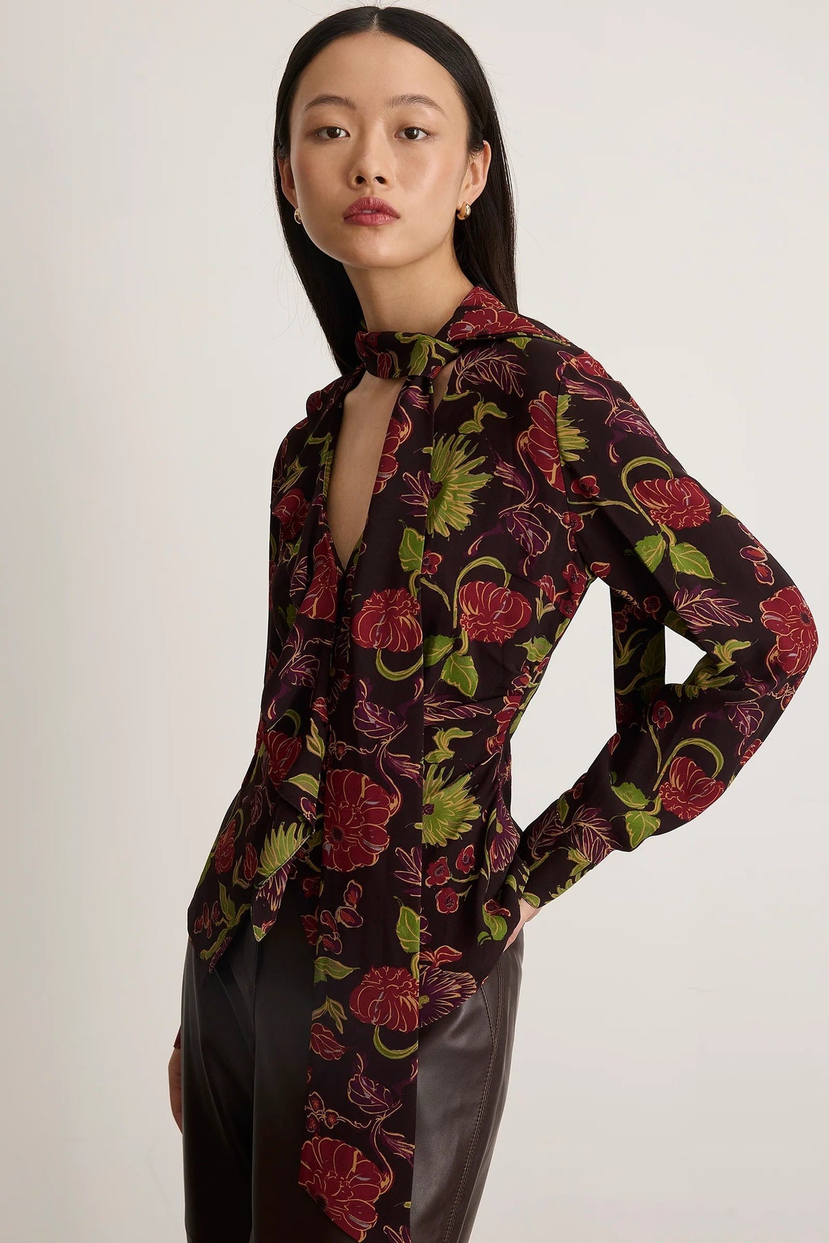tanya taylor amelia top dark fig multi