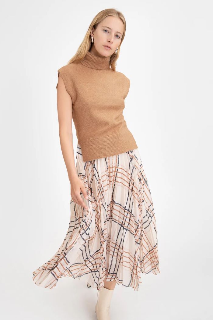 tanya taylor angelica skirt cream/caramel multi