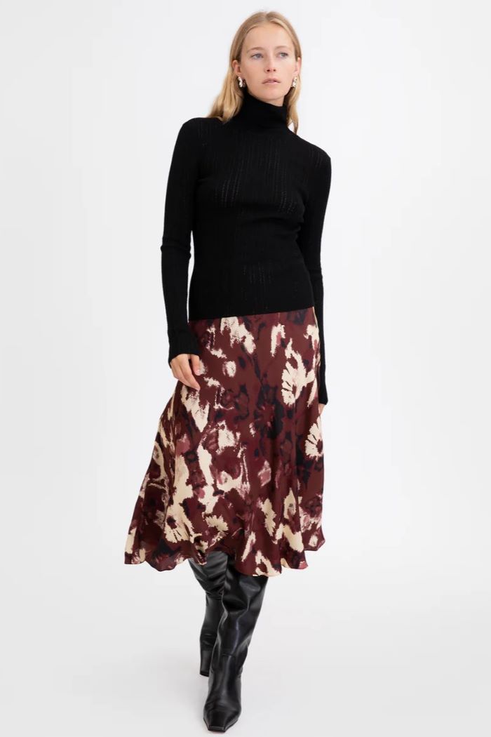 tanya taylor beth skirt burgundy/peony multi 