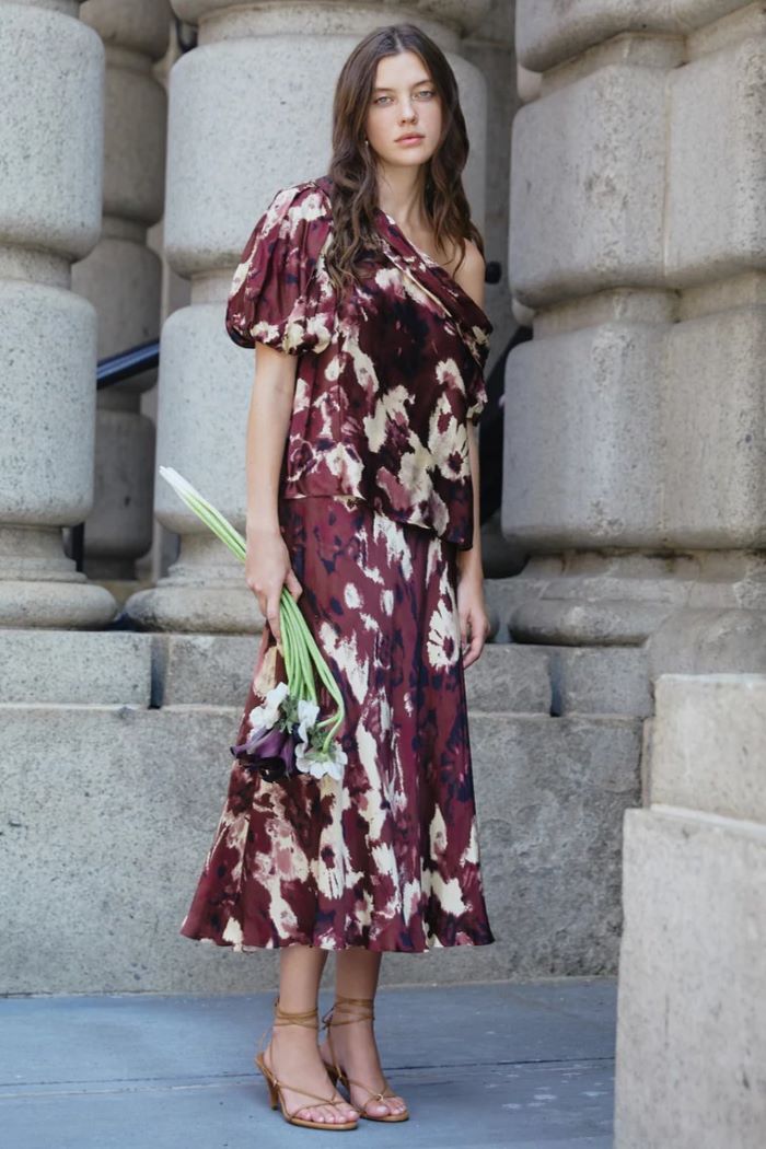 tanya taylor beth skirt burgundy/peony multi 