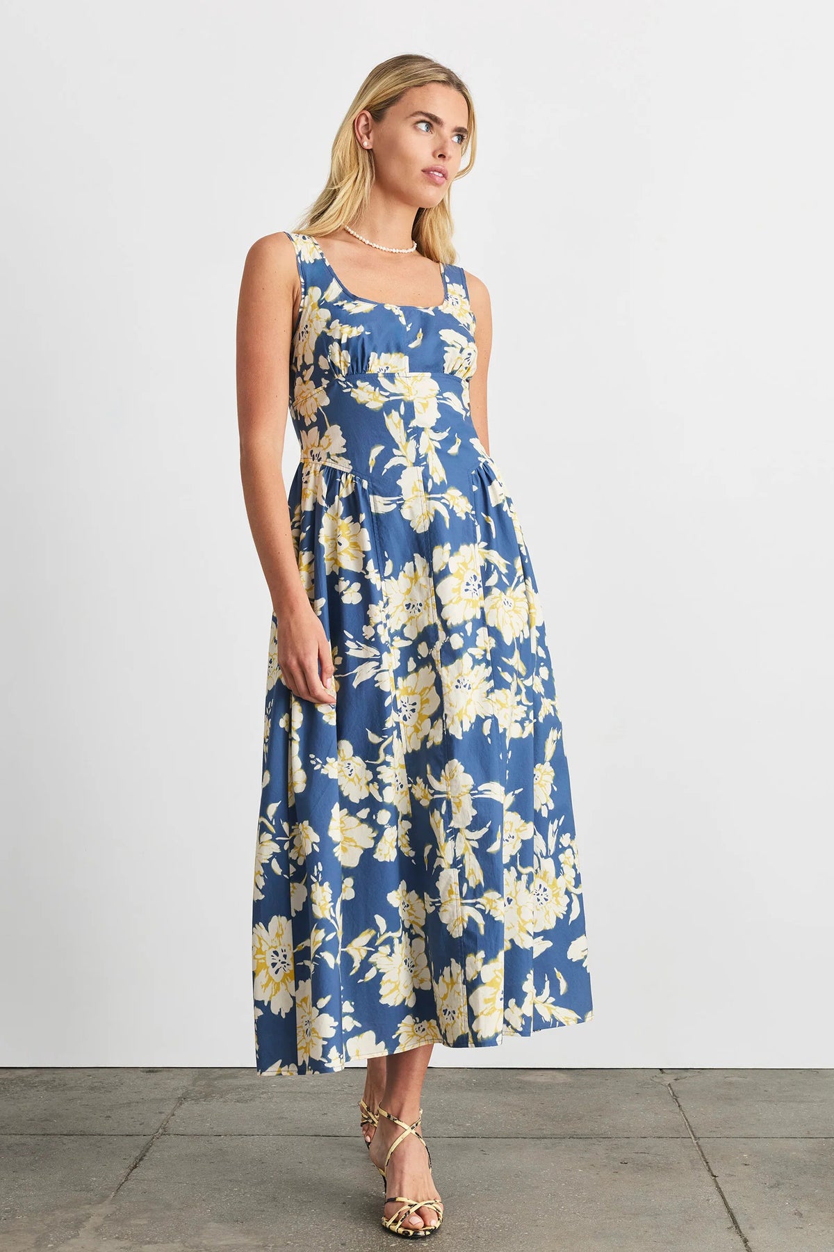 tanya taylor cadence dress french blue multi