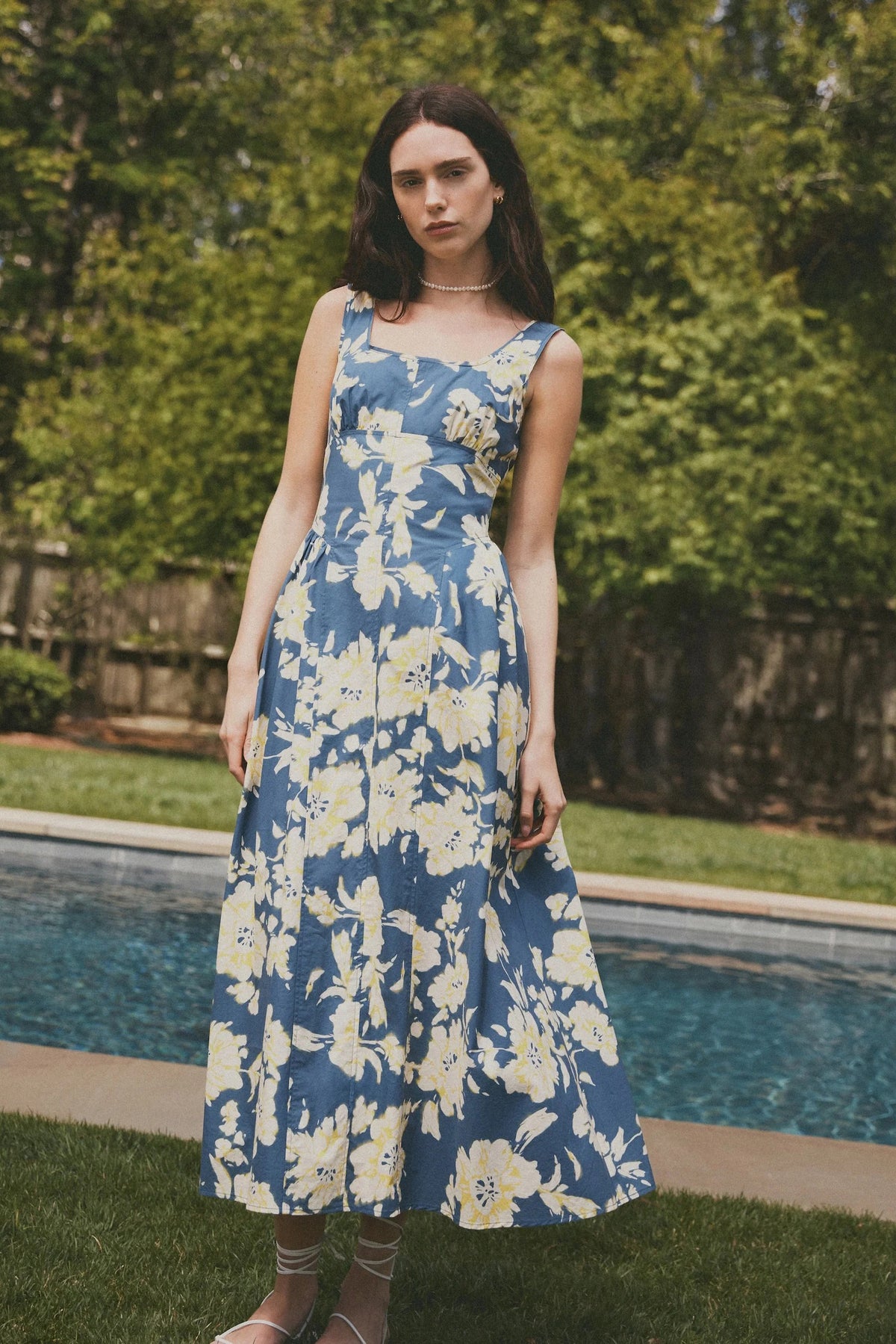 tanya taylor cadence dress french blue multi