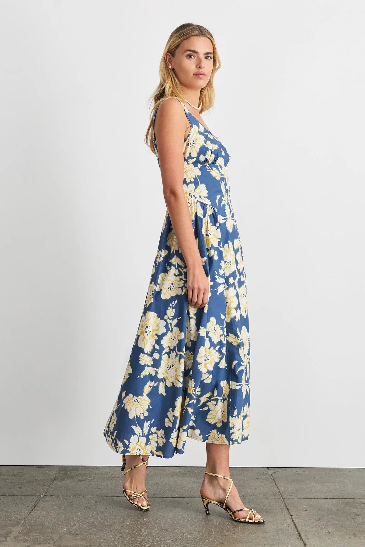 tanya taylor cadence dress french blue multi