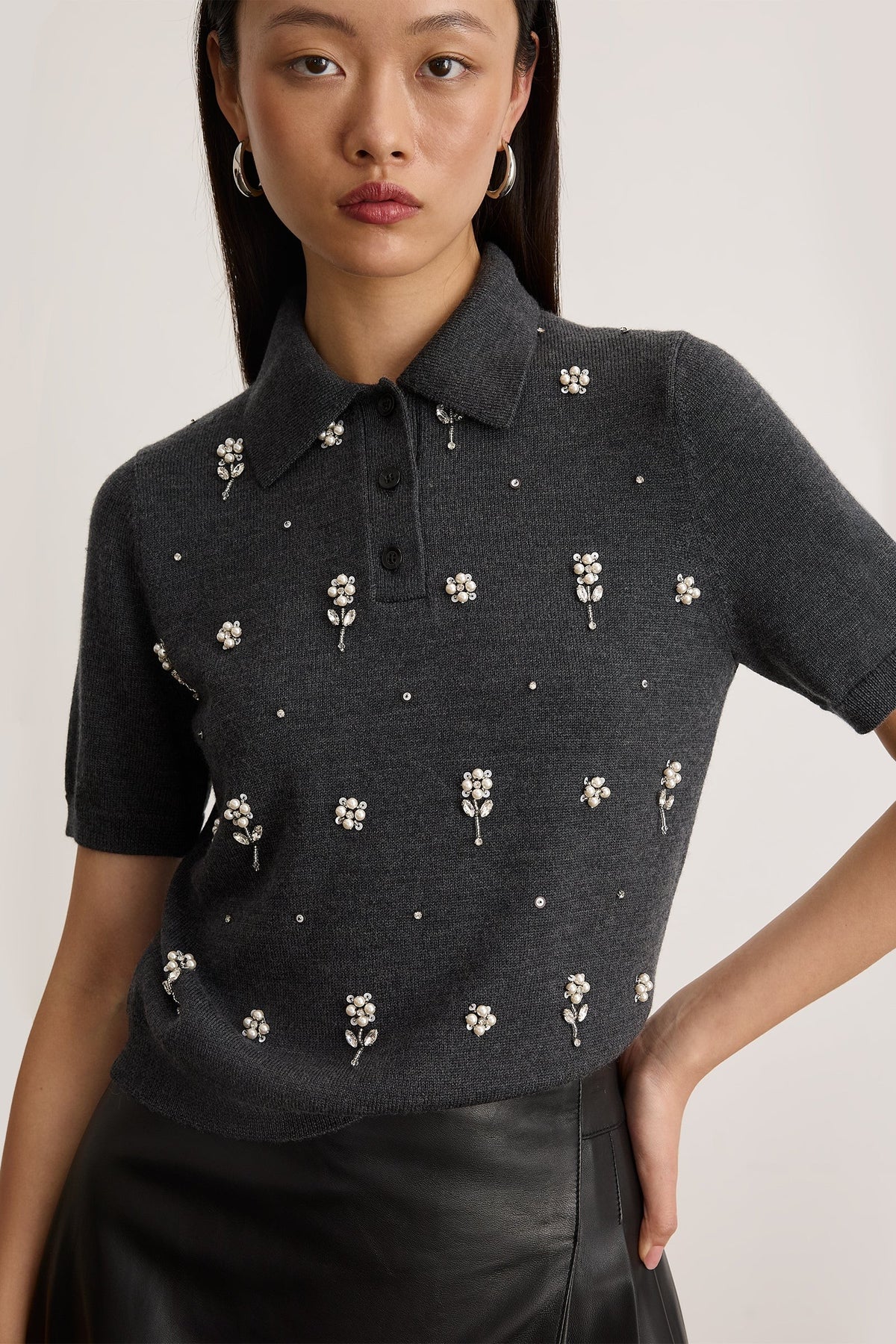 tanya taylor camilla top dark heather grey