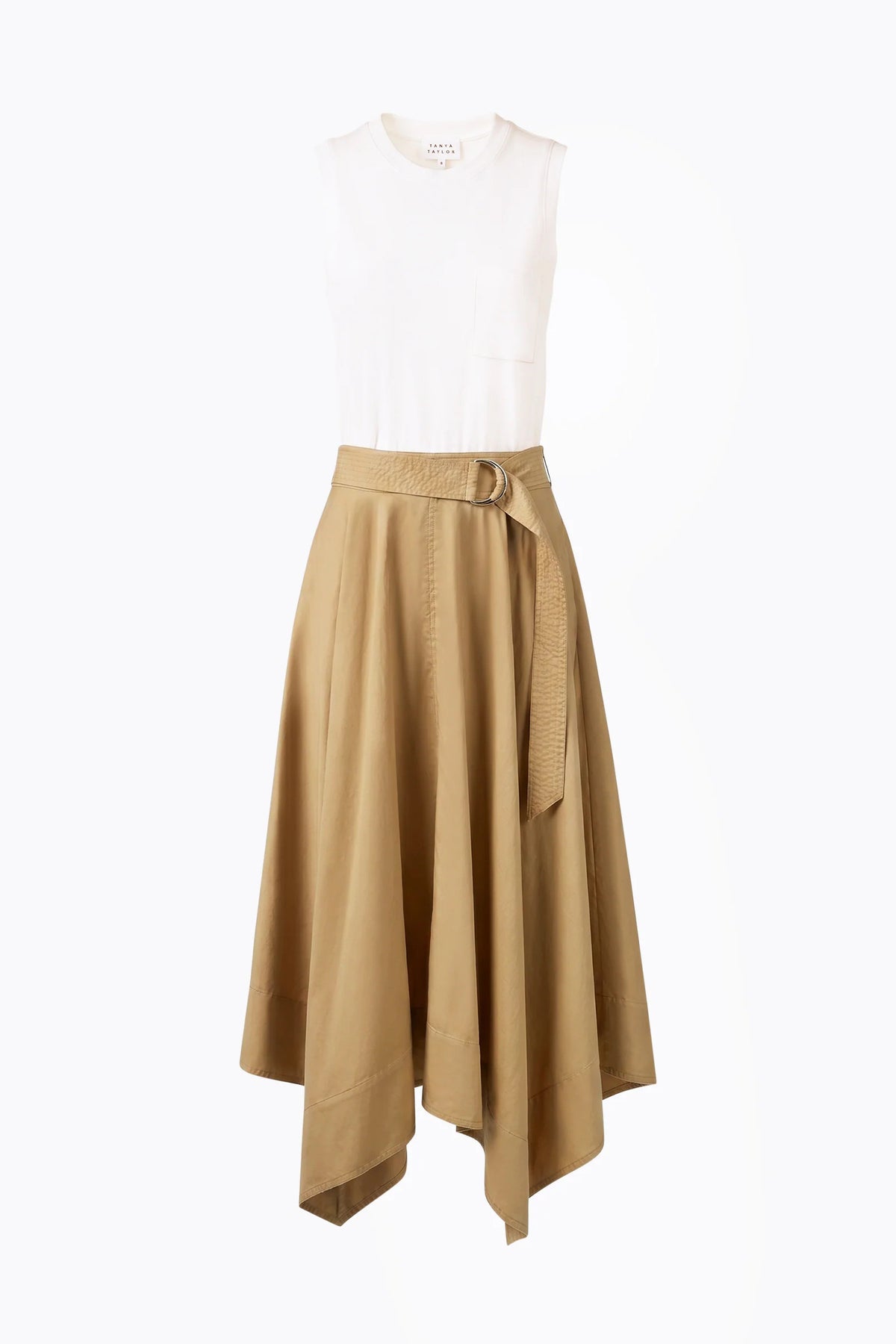 tanya taylor cornelia dress optic white dark khaki