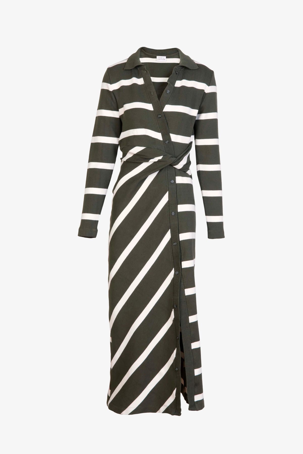 tanya taylor ellicot dress army chalk