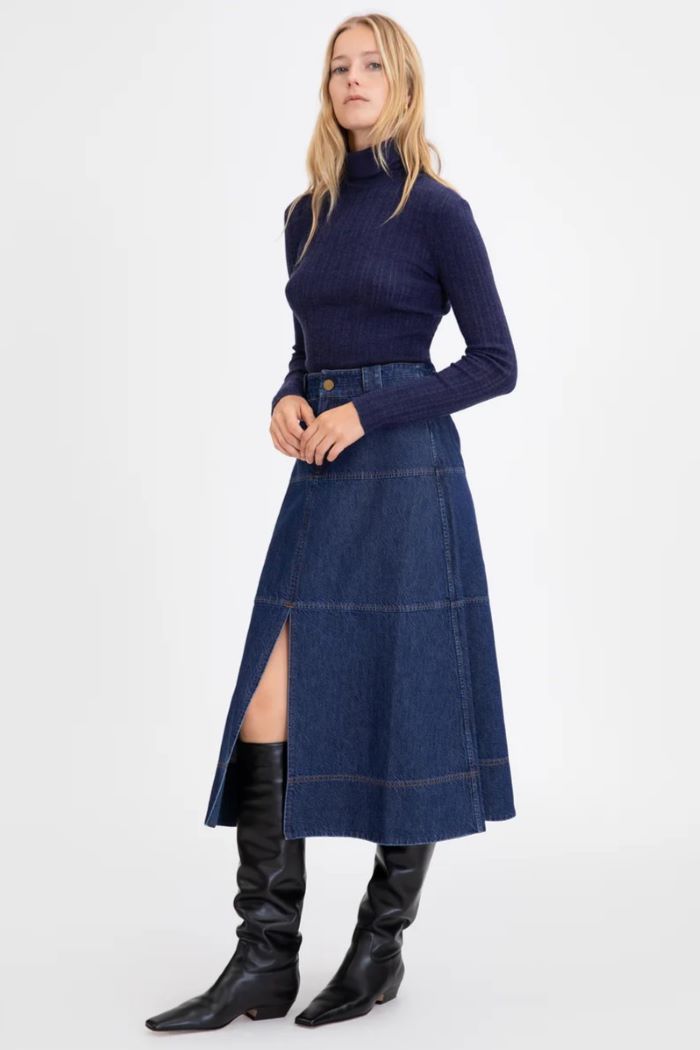 tanya taylor hudie skirt classic indigo blue 