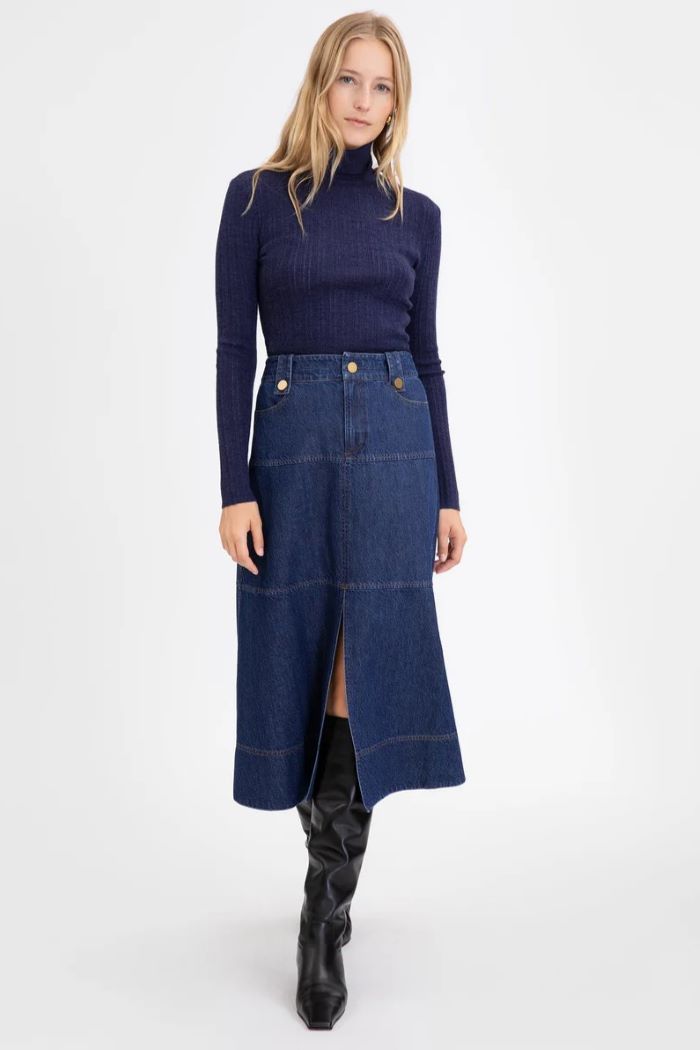 tanya taylor hudie skirt classic indigo blue 