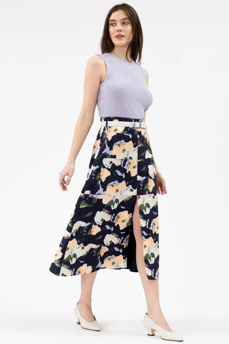 tanya taylor hudson skirt midnight powder blue