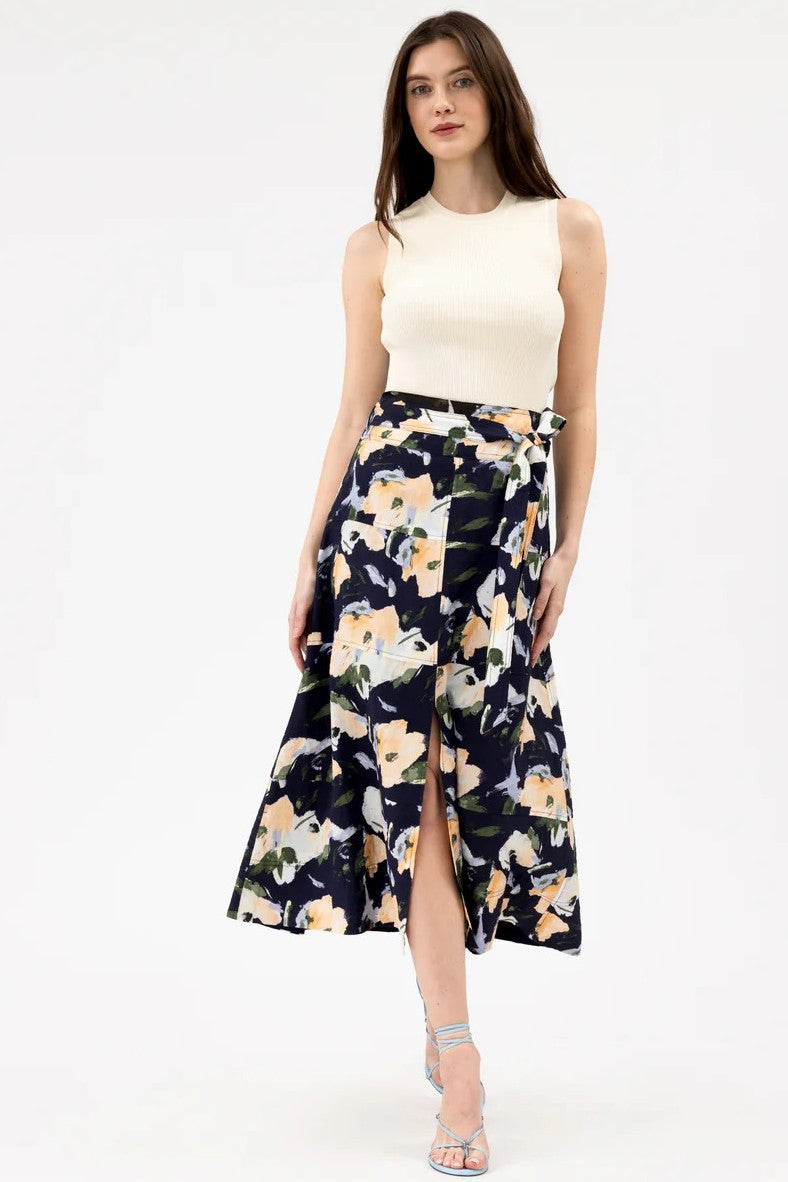 tanya taylor hudson skirt midnight powder blue