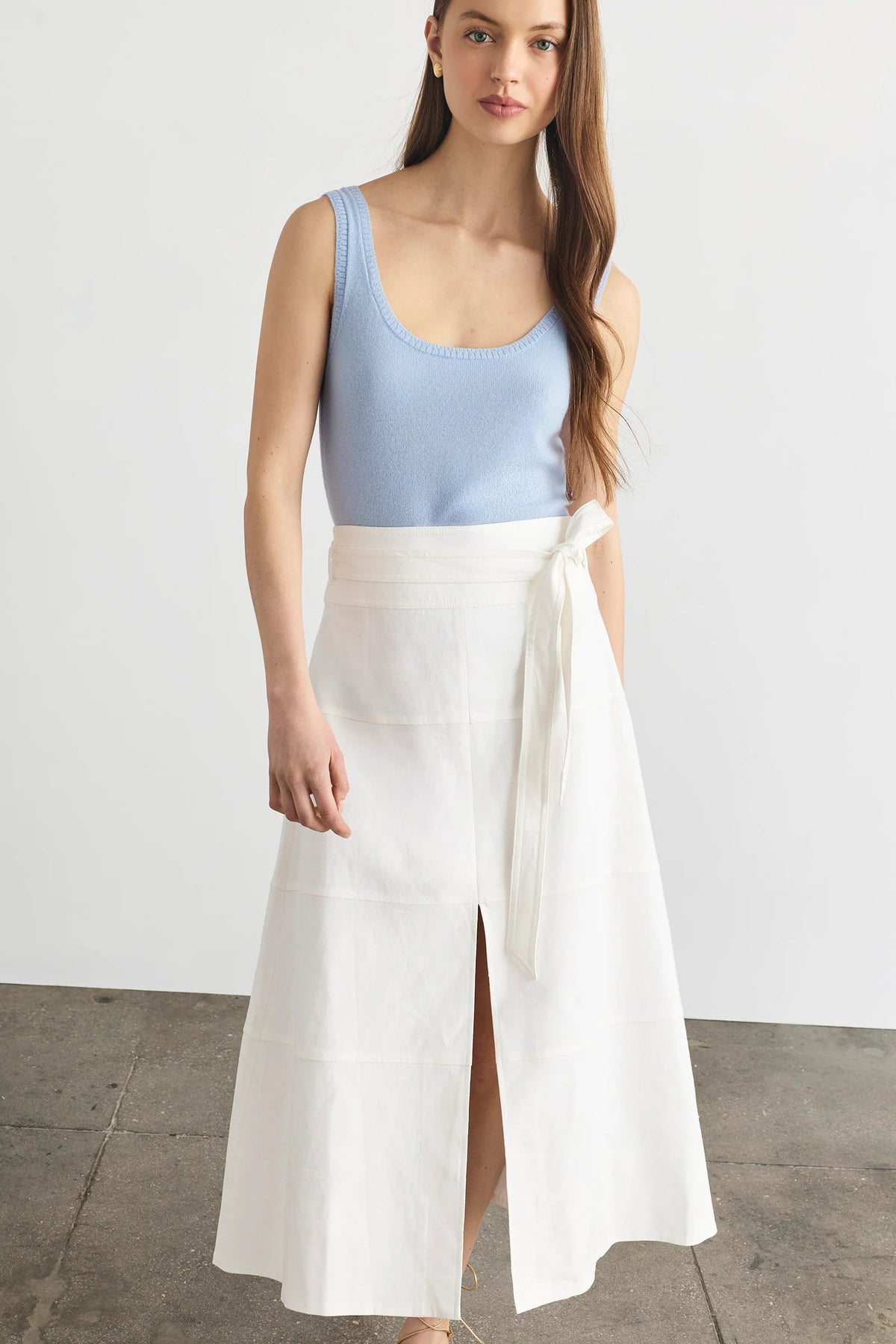 tanya taylor hudson skirt optic white linen