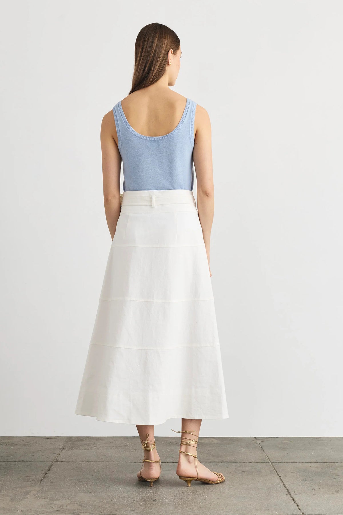 tanya taylor hudson skirt optic white linen