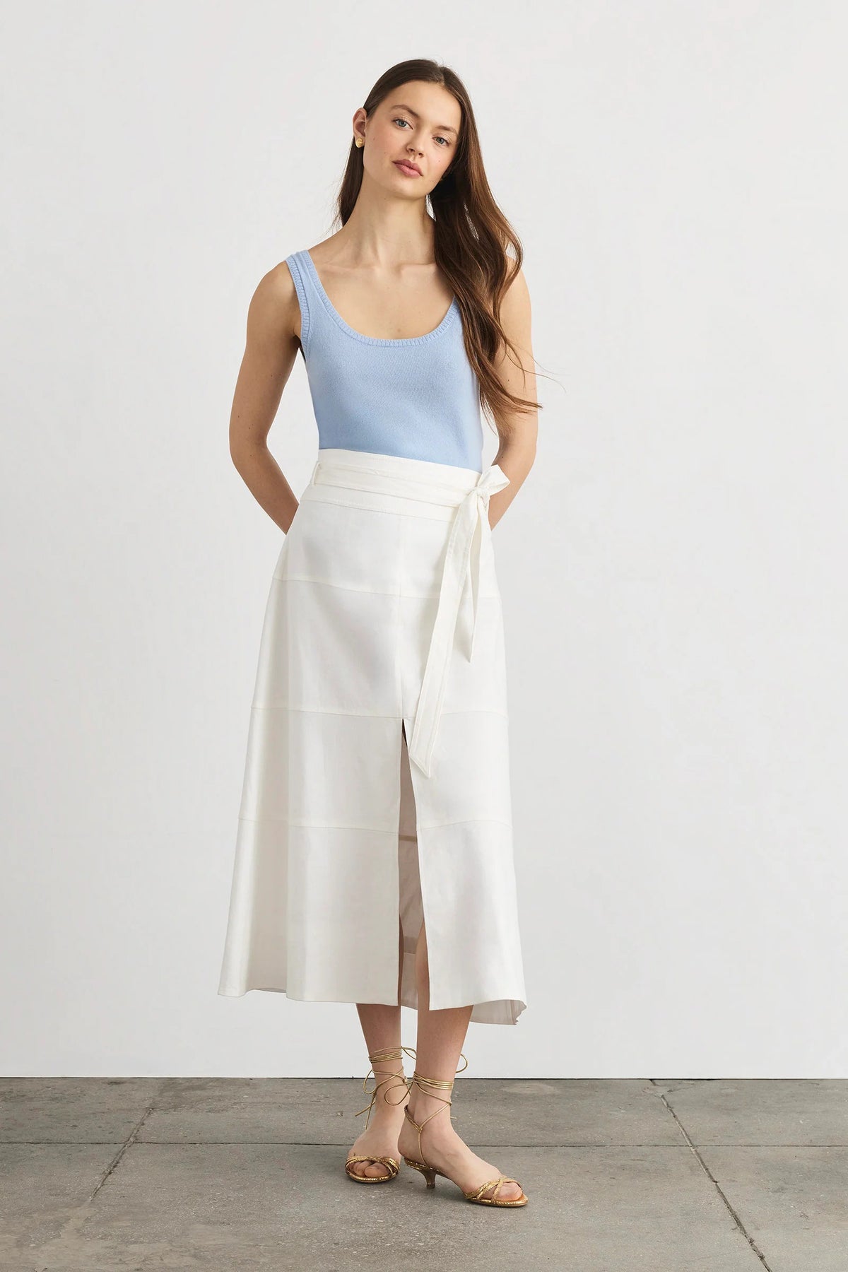 tanya taylor hudson skirt optic white linen