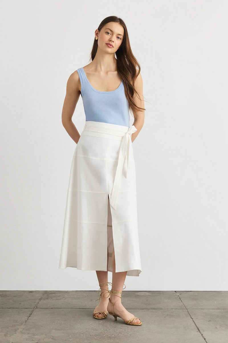 tanya taylor hudson skirt optic white linen