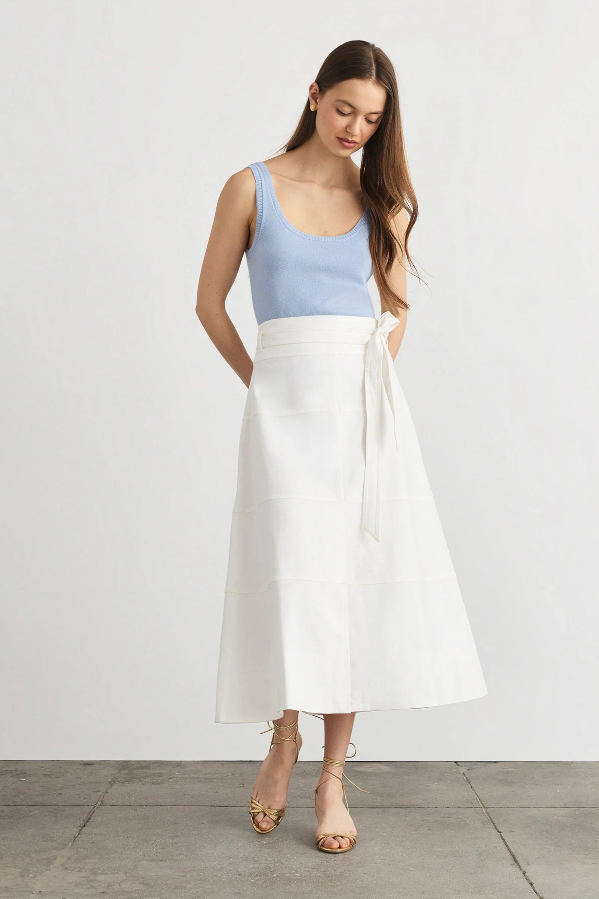 tanya taylor hudson skirt optic white linen