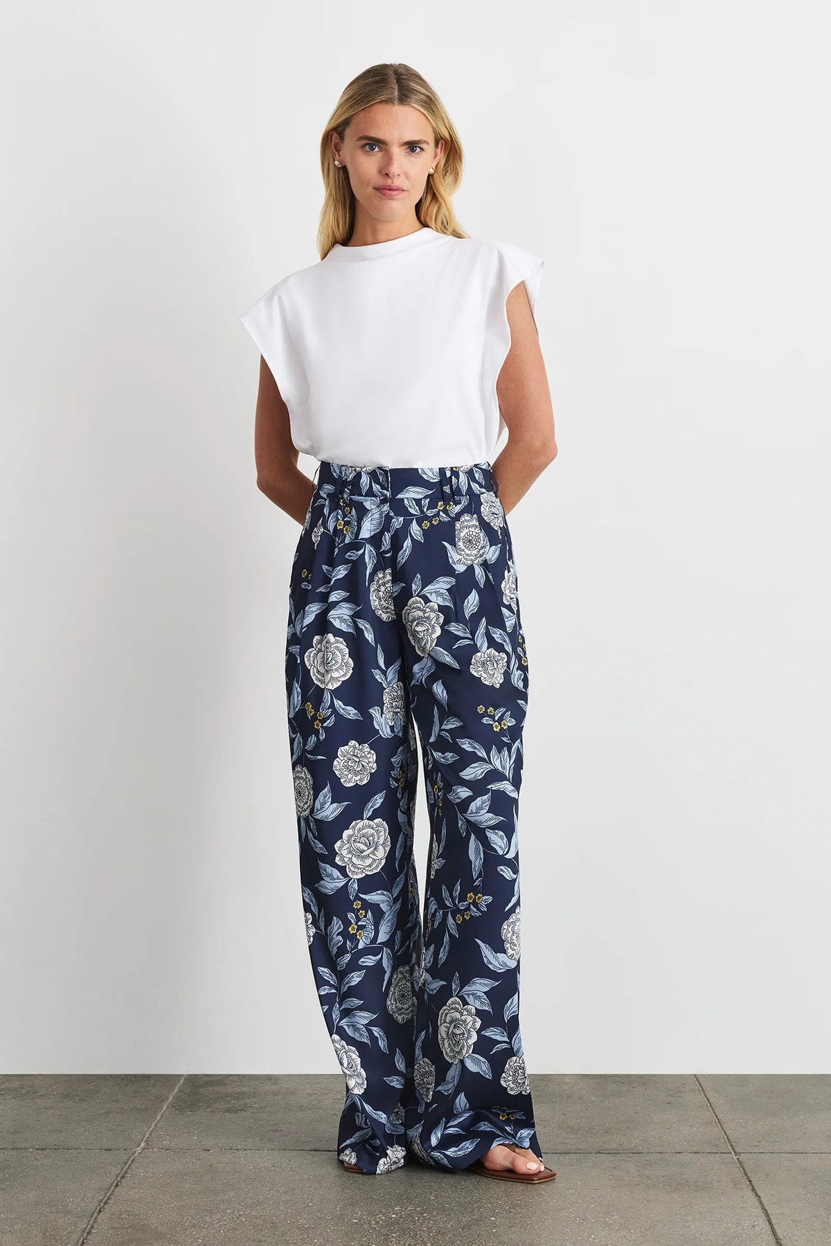 tanya taylor jodi pant maritime blue floral
