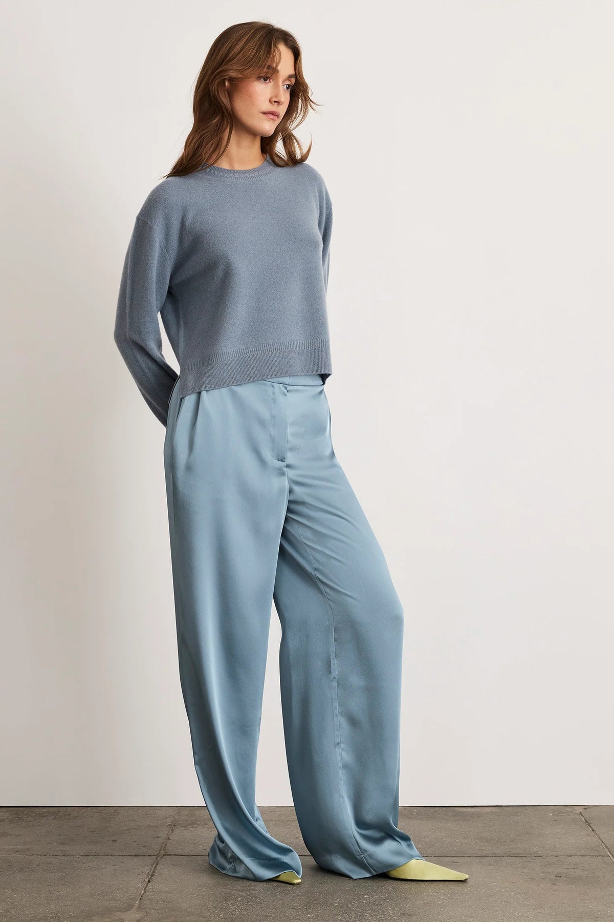 tanya taylor lexia cashmere sweater steel blue