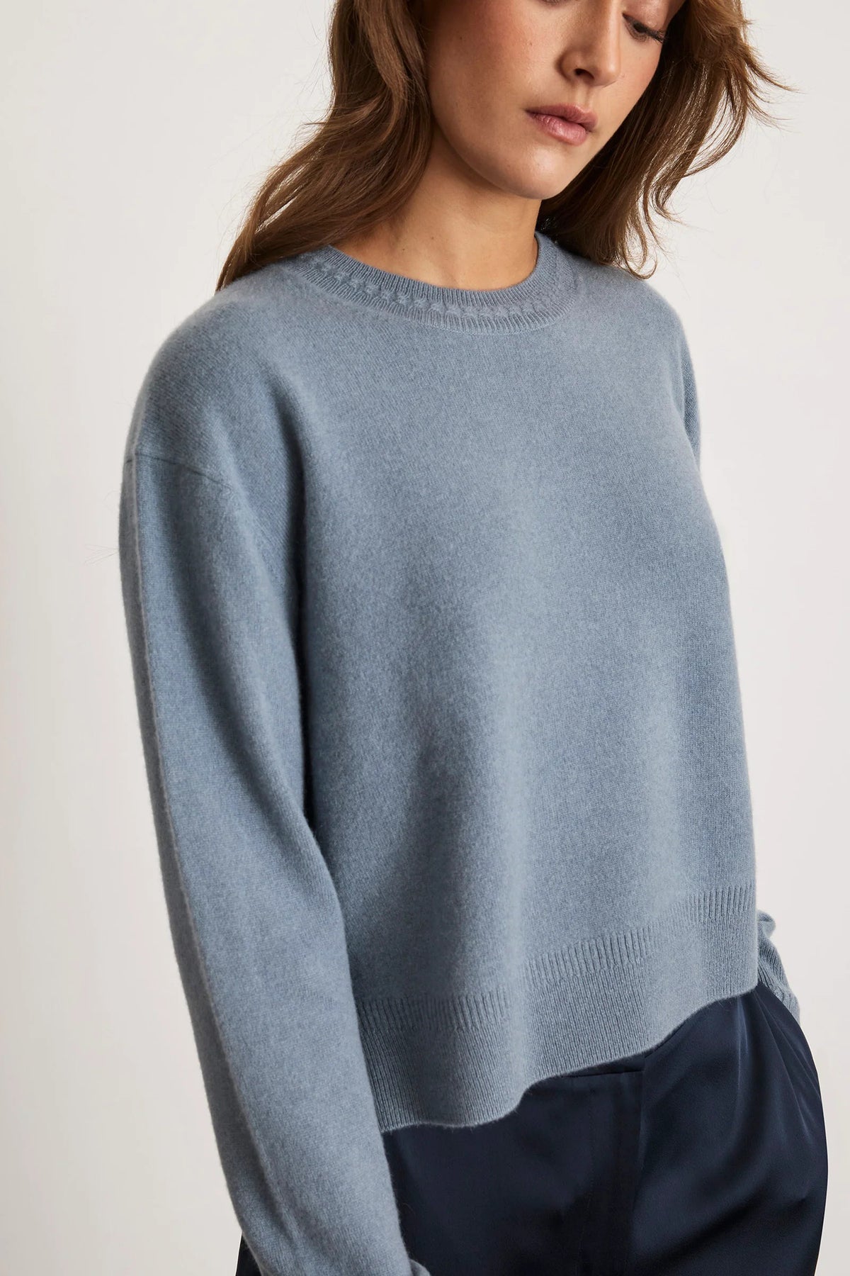 tanya taylor lexia cashmere sweater steel blue