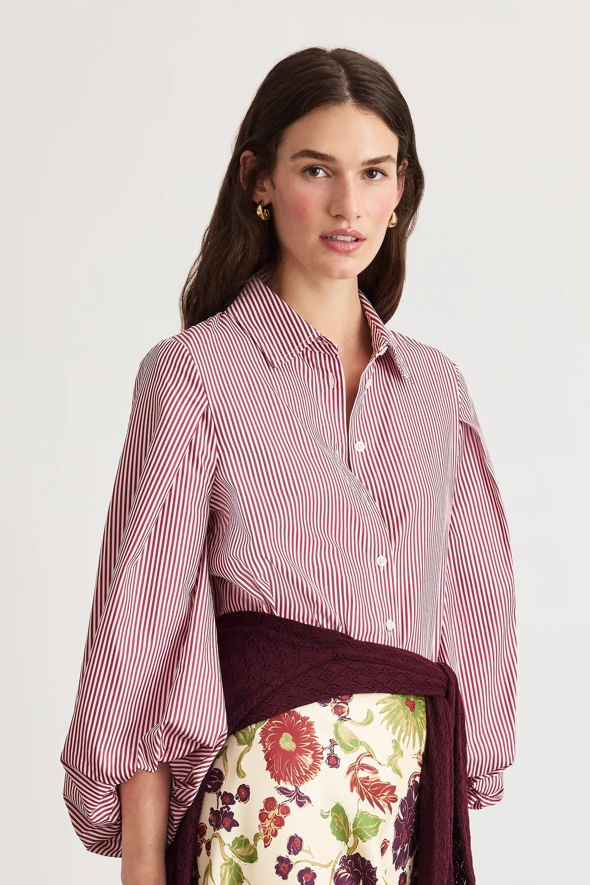 tanya taylor marina top deep redwood optic white stripe