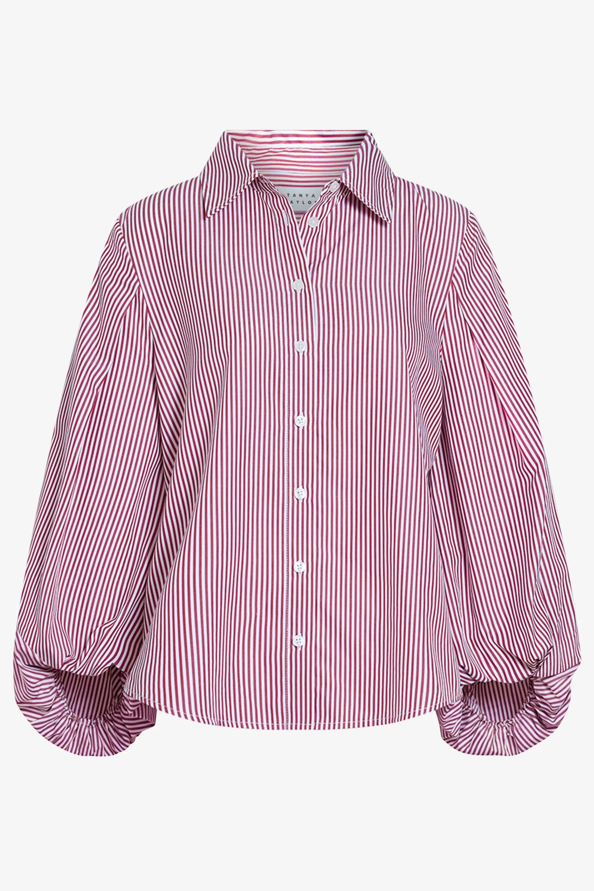 tanya taylor marina top deep redwood optic white stripe