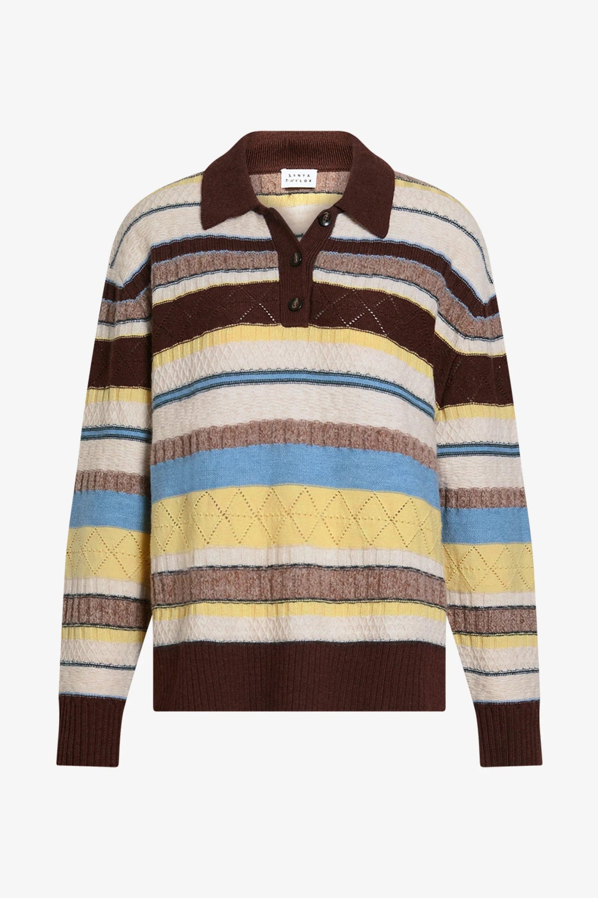 tanya taylor prescott sweater dark fig wheat stripe 