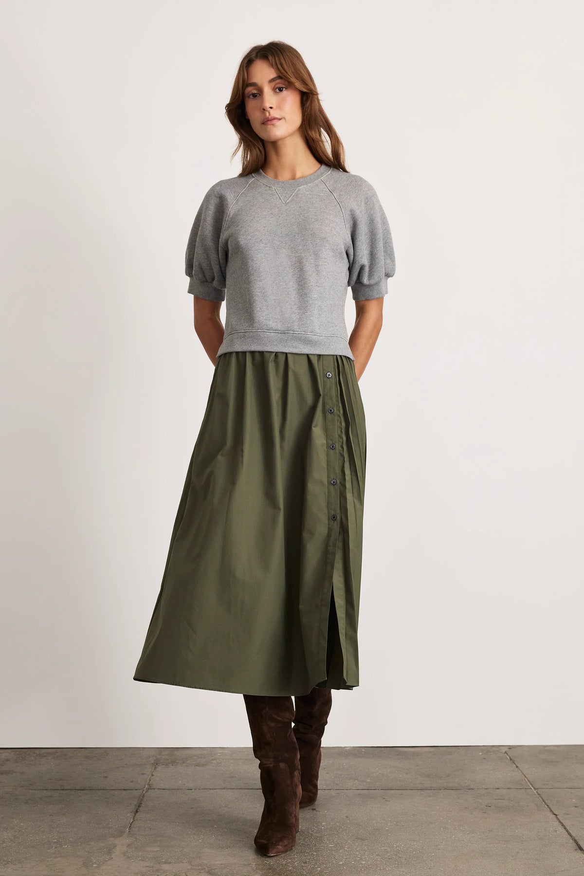 tanya taylor shayna dress heather grey army