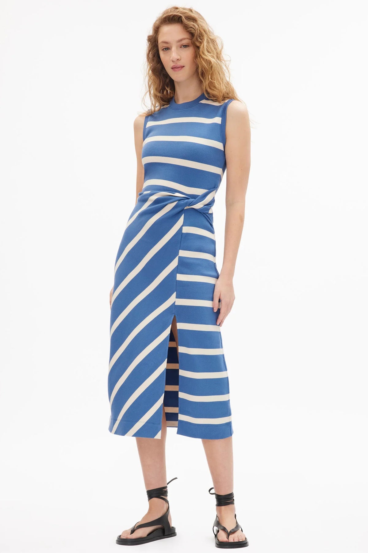 tanya taylor sleeveless cody dress french blue cream