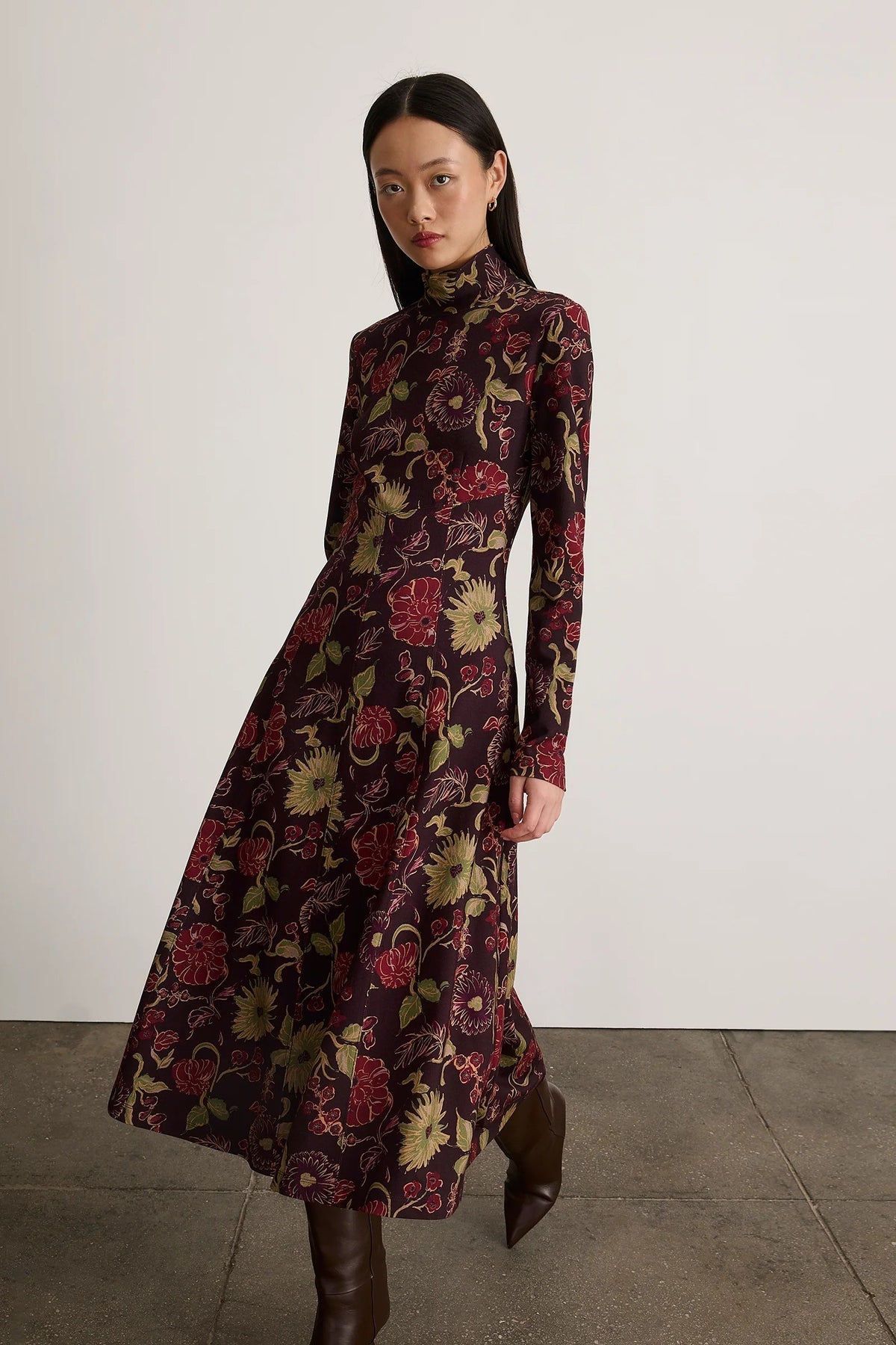 tanya taylor thea dress dark fig multi