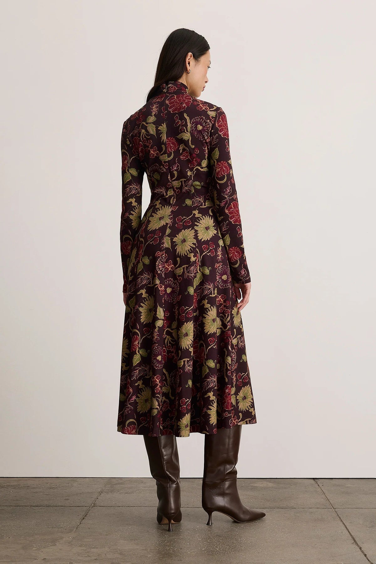 tanya taylor thea dress dark fig multi
