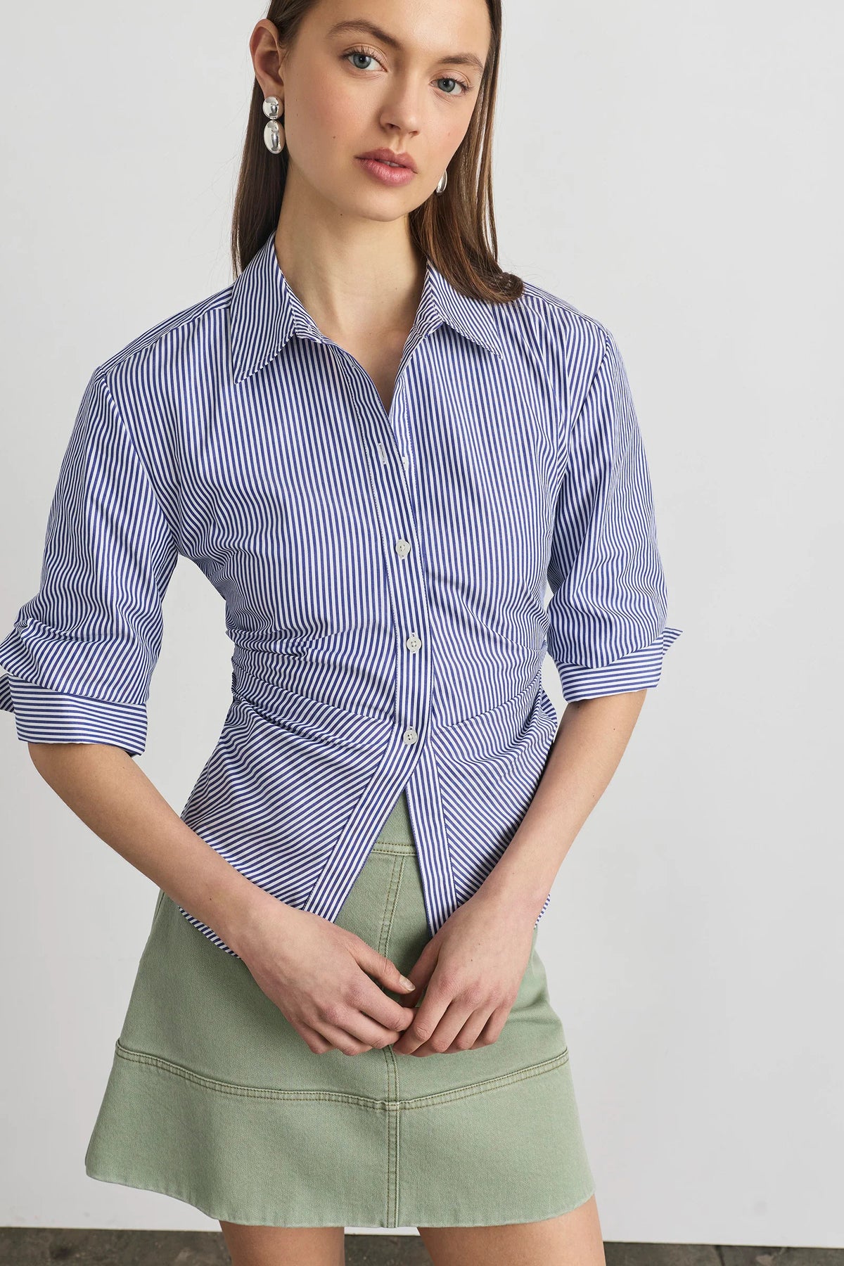 tanya taylor winslet top blue optic white stripe