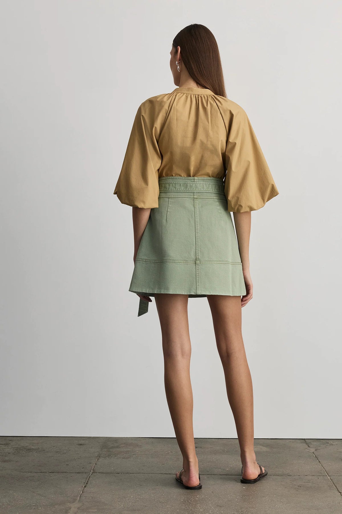 tanya taylor courtney skirt pistachio