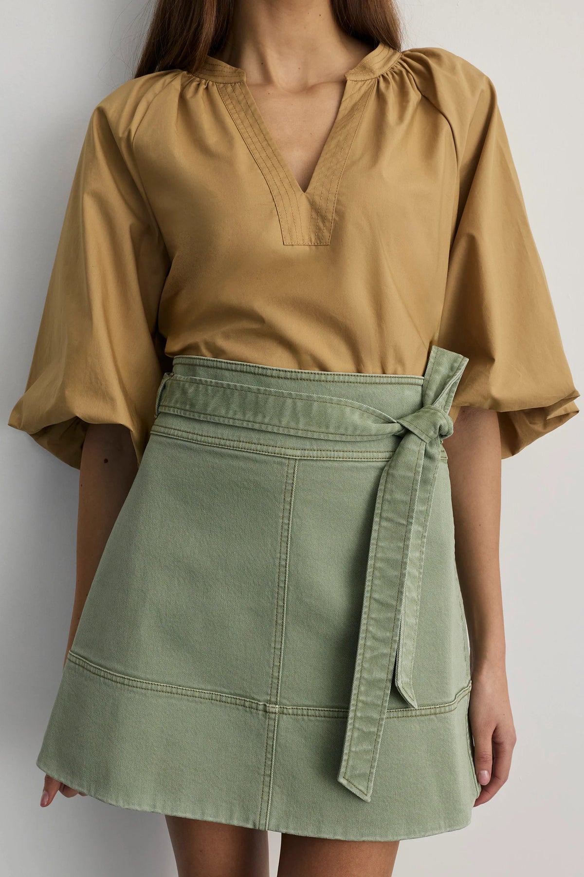 tanya taylor courtney skirt pistachio