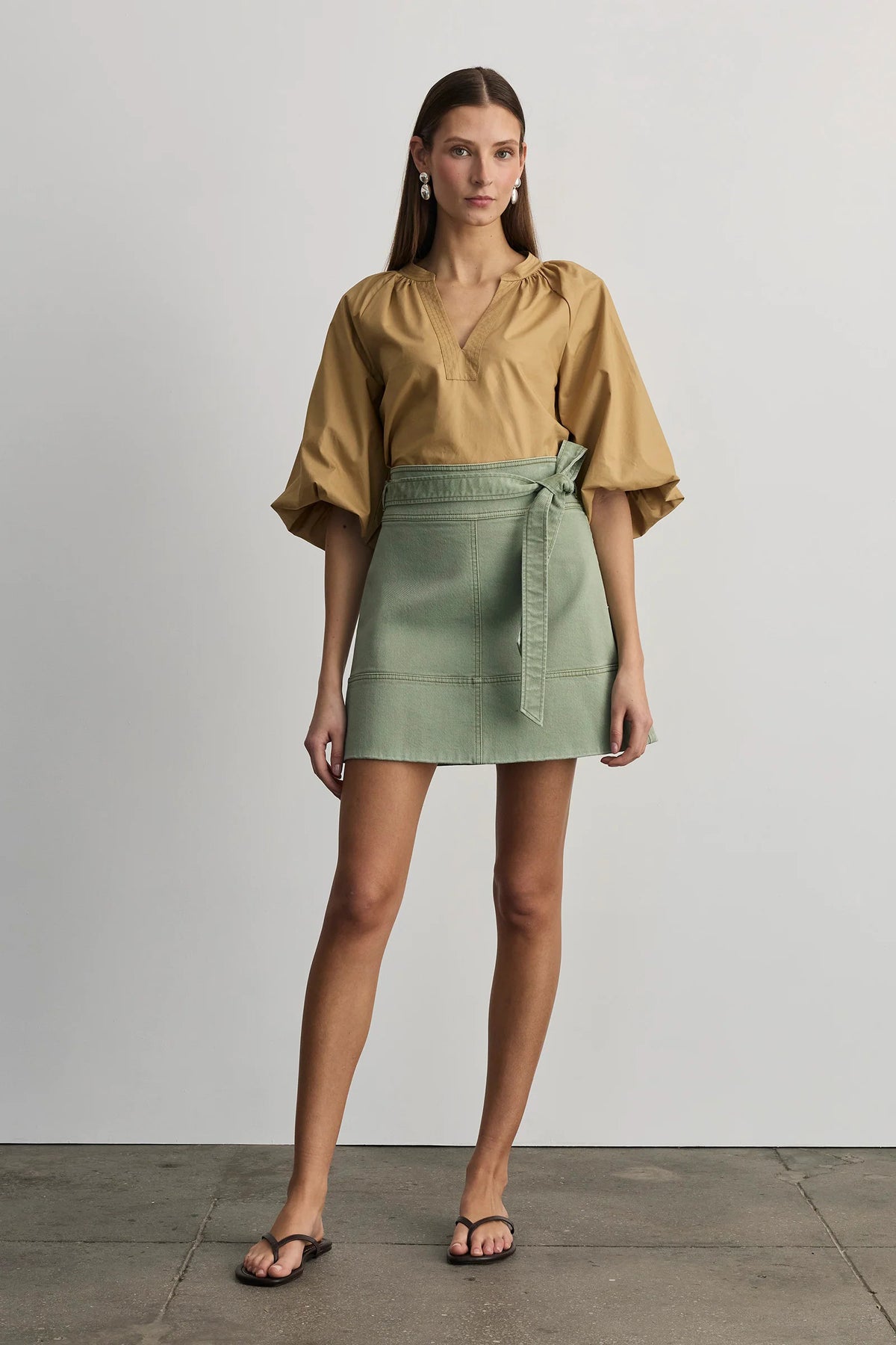 tanya taylor courtney skirt pistachio