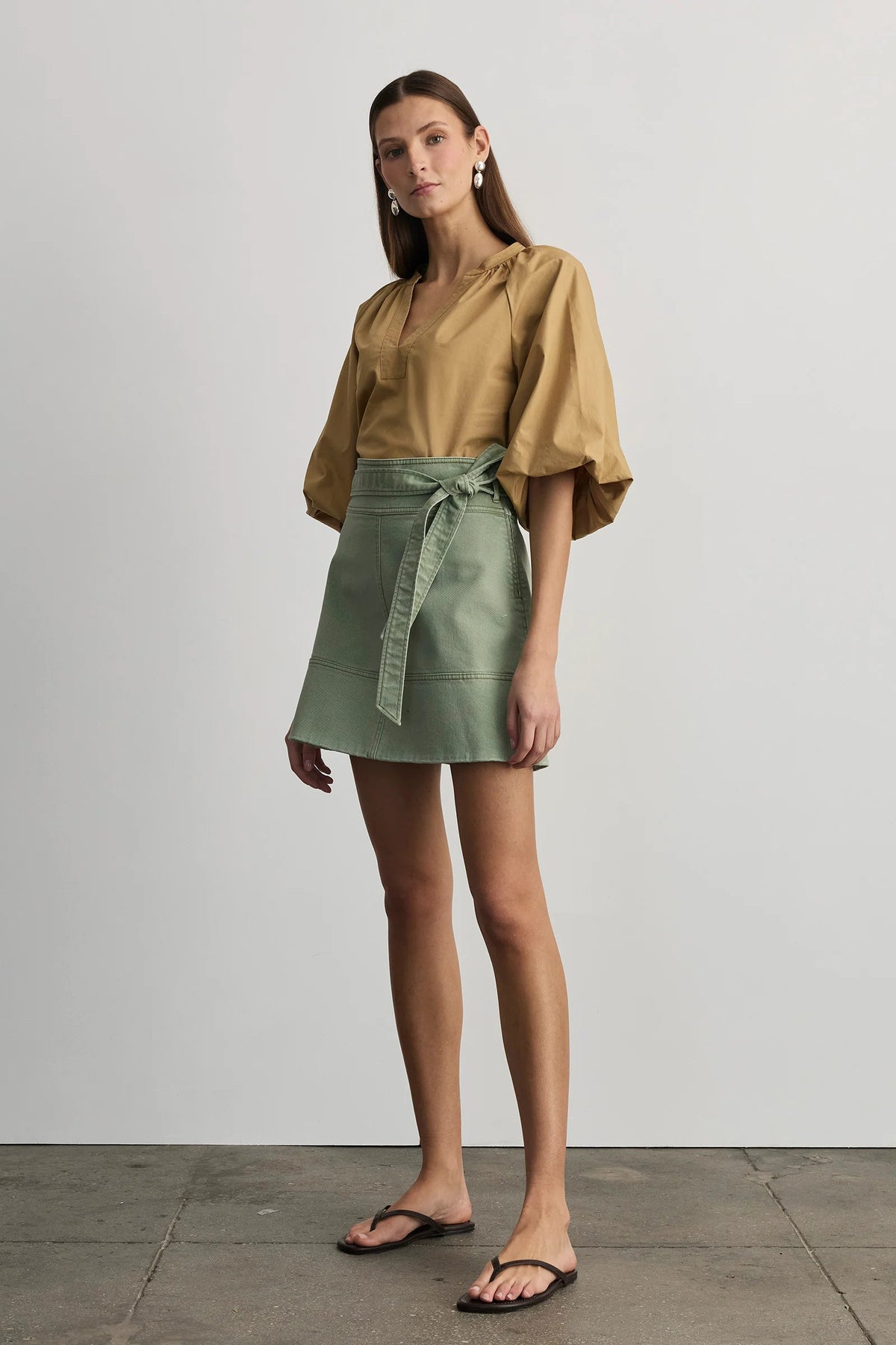 tanya taylor courtney skirt pistachio